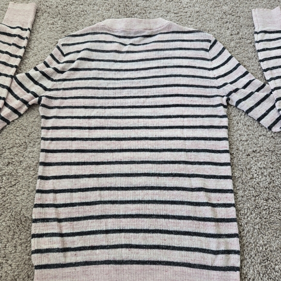 Veronica Beard Dean Pale Pink and Charcoal Stripe Linen Blend Sweater Size Small - Picture 13 of 16